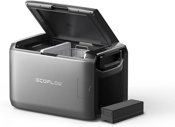 EcoFlow Glacier Classic 55L Portable Fridge Freezer | Dual Zone | 298Wh Battery | 39H Cooling | AC / Solar / Car Charging